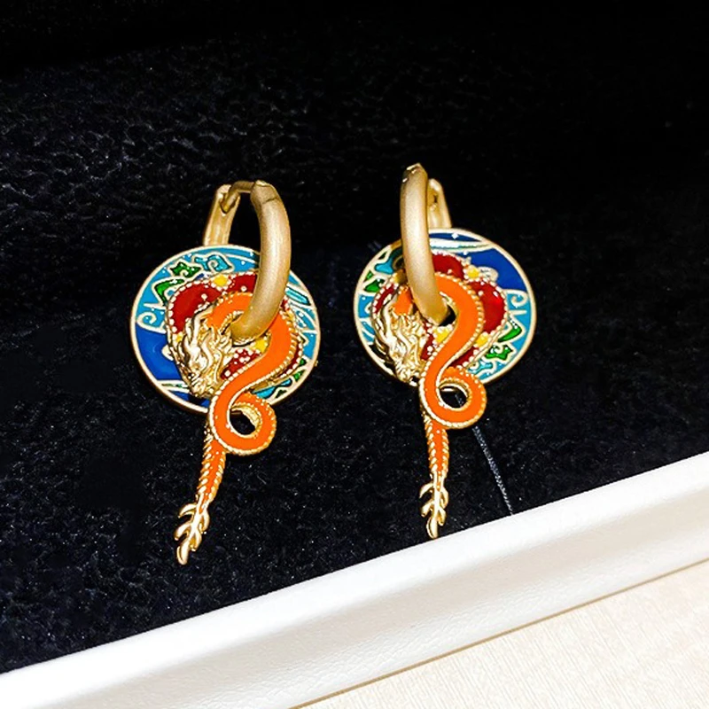 Women-Earrings-Golden-Dragon-Personalised-Ear-Buckles-2 Women Earrings Golden Dragon Personalised Ear Buckles