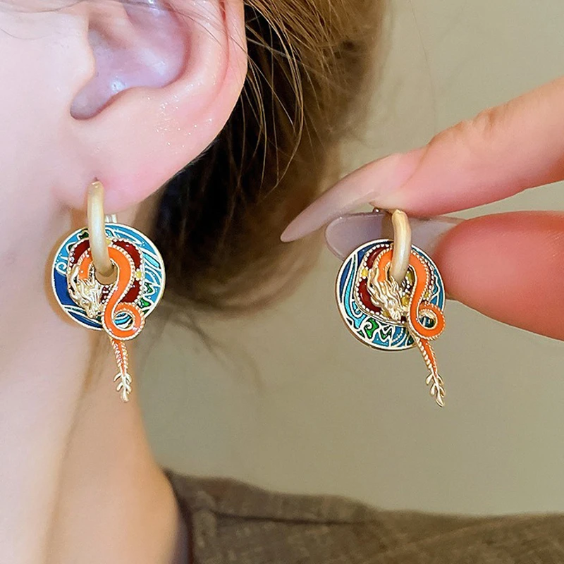Women-Earrings-Golden-Dragon-Personalised-Ear-Buckles-3 Women Earrings Golden Dragon Personalised Ear Buckles