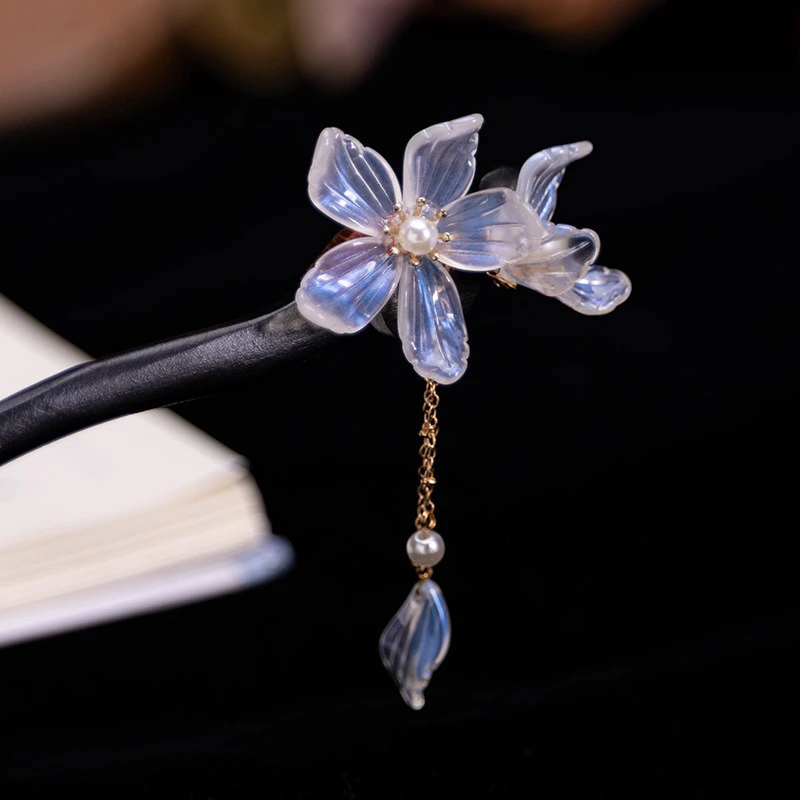 Women-Wooden-Hairpin-Transparent-Flower-Hanfu-Vintage-Fairy-Accessories-3 Women Wooden Hairpin Transparent Flower Hanfu Vintage Fairy Accessories