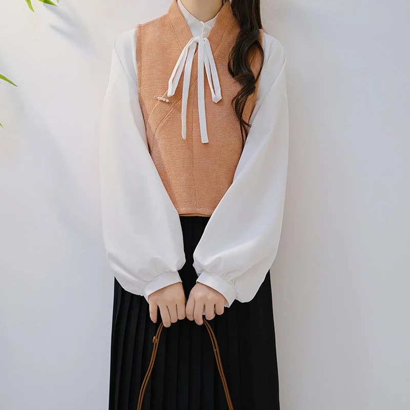 Autumn-Ladies-Fashion-Hanfu-Cross-collar-Vest-Daily-Skirt-2 Autumn Ladies Fashion Hanfu Cross-collar Vest Daily Skirt