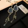 Bamboo-Ink-Painting-Tassel-Earrings-Vintage-Long-Niche-Fashion-Ear-Jewelry-3 Circle Ear Hooks Fashion Geometric Fashion Earrings