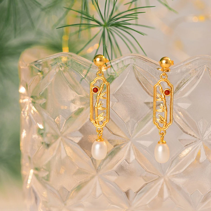 Bamboo-Leaf-Earrings-Women's-Dignified-Hollowed-Ears-Jewellery-3 Bamboo Leaf Earrings Women's Dignified Hollowed Ears Jewellery