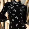 Black-Cheongsam-Autumn-Vintage-Dress-Velvet-Women-Daily-Wear-4 Black Cheongsam Autumn Vintage Dress Velvet Women Daily Wear