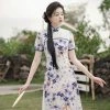 Chinese-Dress-Daily-Blue-Dress-Fashion-Breathable-for-Summer-3 Chinese Dress Daily Blue Dress Fashion Breathable for Summer