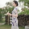 Chinese-Dress-Daily-Blue-Dress-Fashion-Breathable-for-Summer-4 Chinese Dress Daily Blue Dress Fashion Breathable for Summer