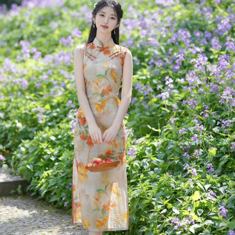 Fashion-Ladies-Cheongsam-Sleeveless-Summer-Dresses-1 Fashion Ladies Cheongsam Sleeveless Summer Dresses