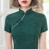 Fashion-Short-Cheongsam-Green-Slim-Summer-Dresses-3 Fashion Short Cheongsam Green Slim Summer Dresses
