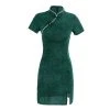 Fashion-Short-Cheongsam-Green-Slim-Summer-Dresses-4 Fashion Short Cheongsam Green Slim Summer Dresses