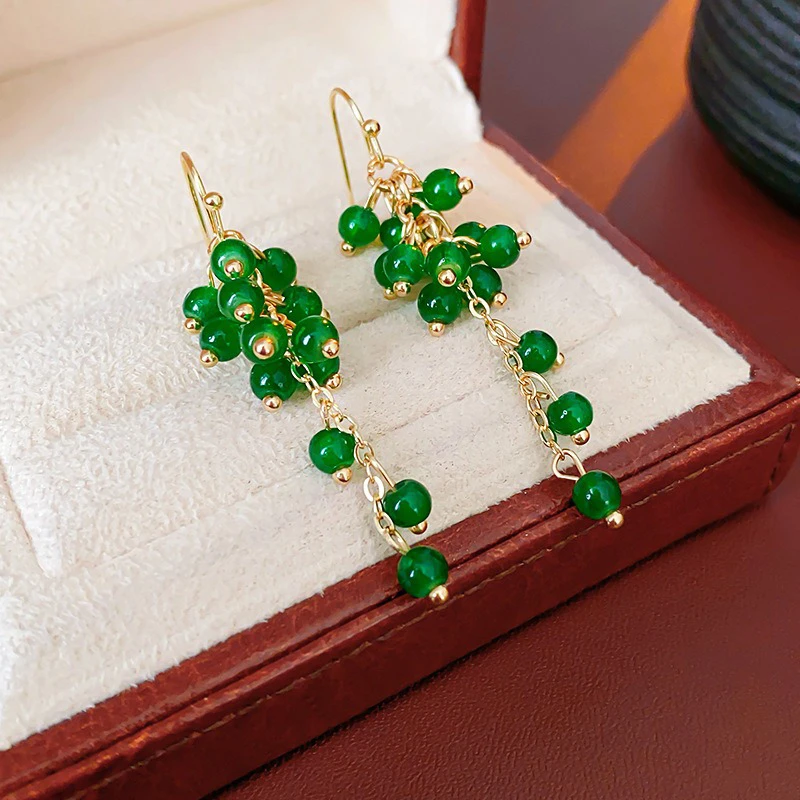 Grape-Ear-Hooks-Simple-Tassel-Earrings-Fashion-Green-2 Grape Ear Hooks Simple Tassel Earrings Fashion Green