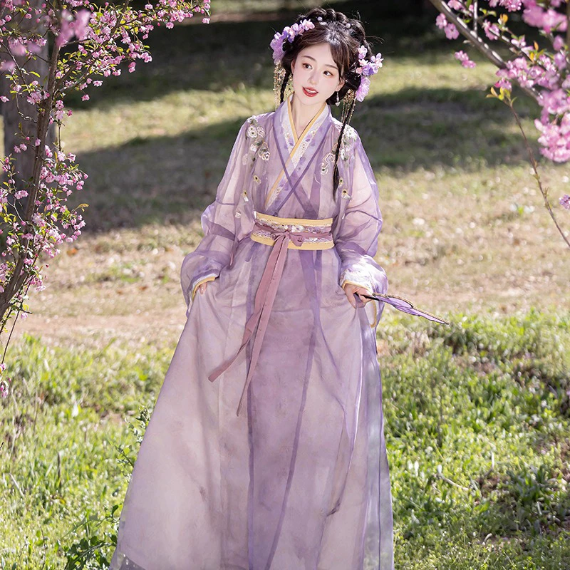 Han-Dynasty-Women-Zhiju-Purple-Hanfu-Improved-Long-Shirt-1 Han Lavender