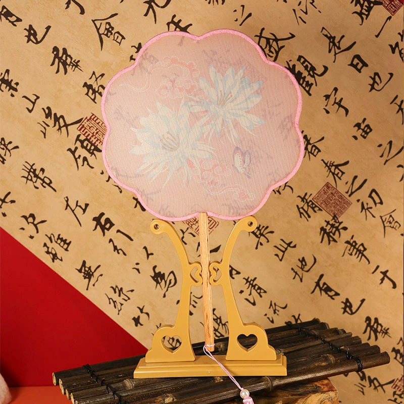 Hanfu-Fan-Classical-Summer-Tuanshan-Blip-Pink-Round-Fan-1 Night Bloom