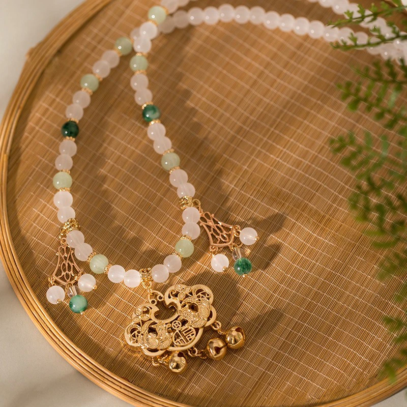 Hanfu-Yingluo-Women's-Simple-Necklace-Peace-Lock-Classical-Accessories-1 Fortune Lock