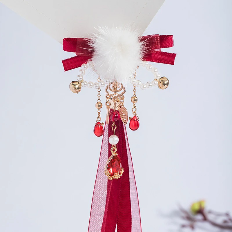 Red-Hairball-Hairclips-Ribbon-Tassel-Plush-Hanfu-Cute-Headdresses-3 Red Hairball Hairclips Ribbon Tassel Plush Hanfu Cute Headdresses