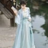 Song-Dynasty-Hanfu-Blue-Ladies-Summer-Dress-1 Song Dynasty Hanfu Blue Ladies Summer Dress