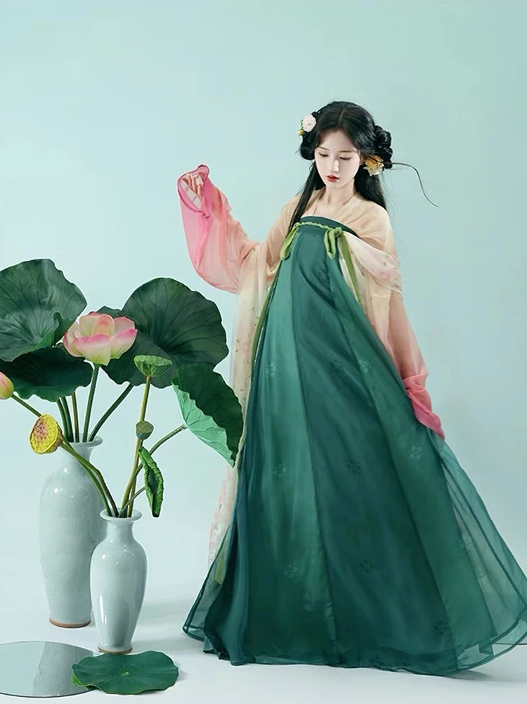 Tang Dynasty Hanfu Qixiong Shanqun Summer Lotus Long Skirt