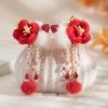 Ancient-Style-Hairball-Hair-Clip-New-Year-Headdress-Children-Red-Jewelry-1 Ancient Style Hairball Hair Clip New Year Headdress Children Red Jewelry