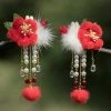 Ancient-Style-Hairball-Hair-Clip-New-Year-Headdress-Children-Red-Jewelry-3 Ancient Style Hairball Hair Clip New Year Headdress Children Red Jewelry