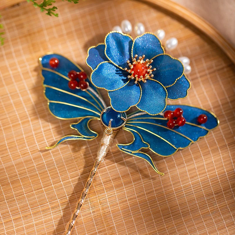 Chinese-Hairpin-Handmade-Silk-Yarn-Cheongsam-Hanfu-Accessories-4 Chinese Hairpin Handmade Silk Yarn Cheongsam Hanfu Accessories