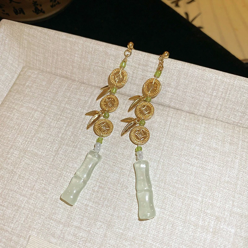 Copper-Money-Bamboo-Tassel-Earrings-Vintage-Light-Elegant-Ear-Accessories-1 Bamboo Fortune