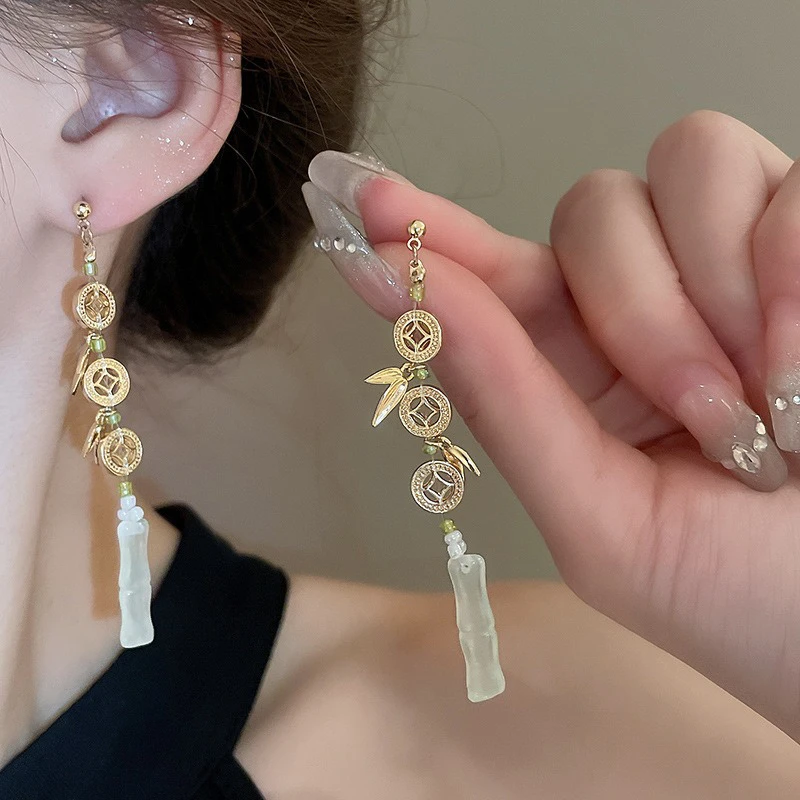 Copper-Money-Bamboo-Tassel-Earrings-Vintage-Light-Elegant-Ear-Accessories-4 Copper Money Bamboo Tassel Earrings Vintage Light Elegant Ear Accessories