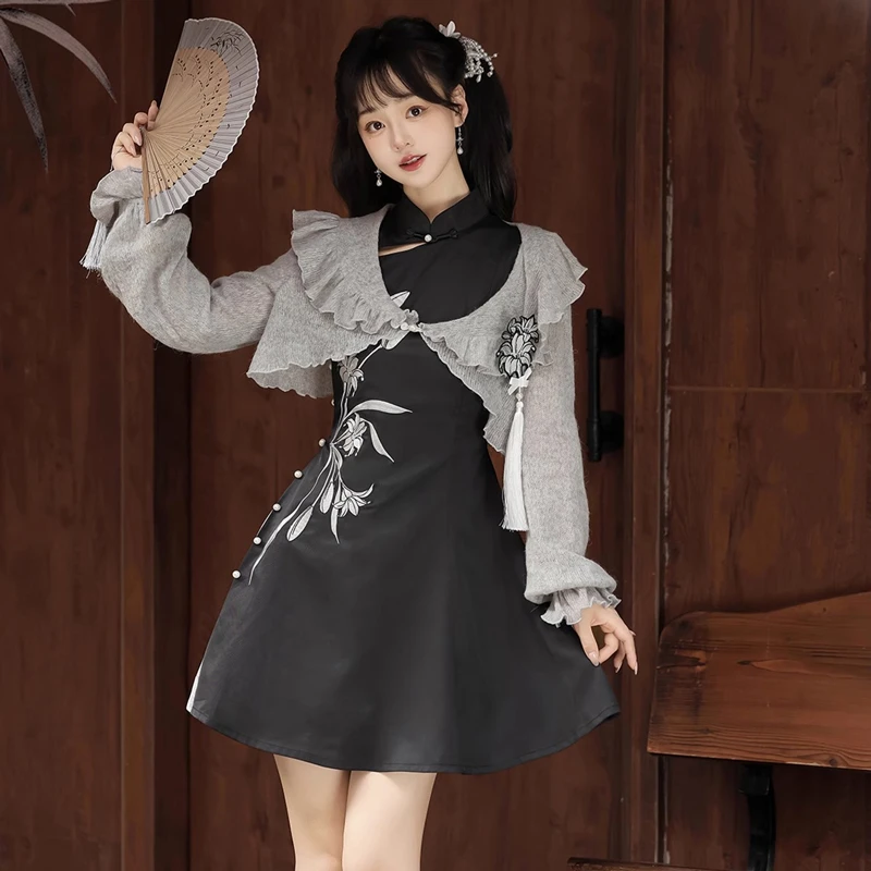 Ladies-Daily-Han-Element-Chinese-Style-Dress-Set-For-Autumn-2 Ladies Daily Han Element Chinese Style Dress Set For Autumn