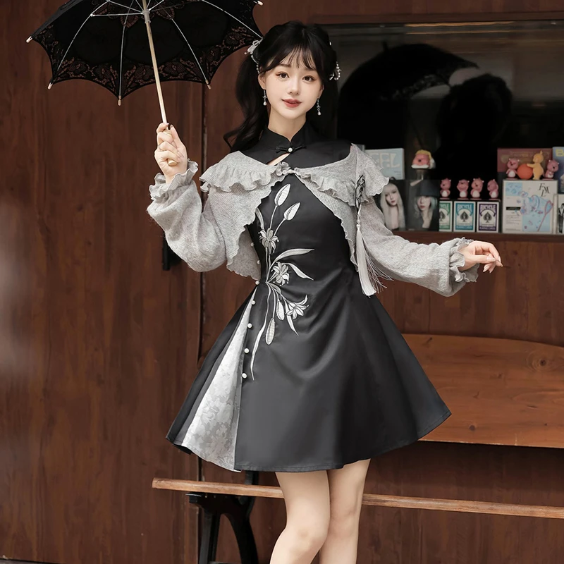 Ladies-Daily-Han-Element-Chinese-Style-Dress-Set-For-Autumn-3 Ladies Daily Han Element Chinese Style Dress Set For Autumn