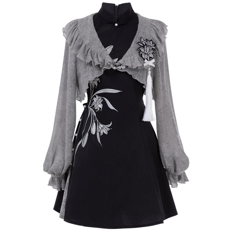 Ladies-Daily-Han-Element-Chinese-Style-Dress-Set-For-Autumn-4 Ladies Daily Han Element Chinese Style Dress Set For Autumn