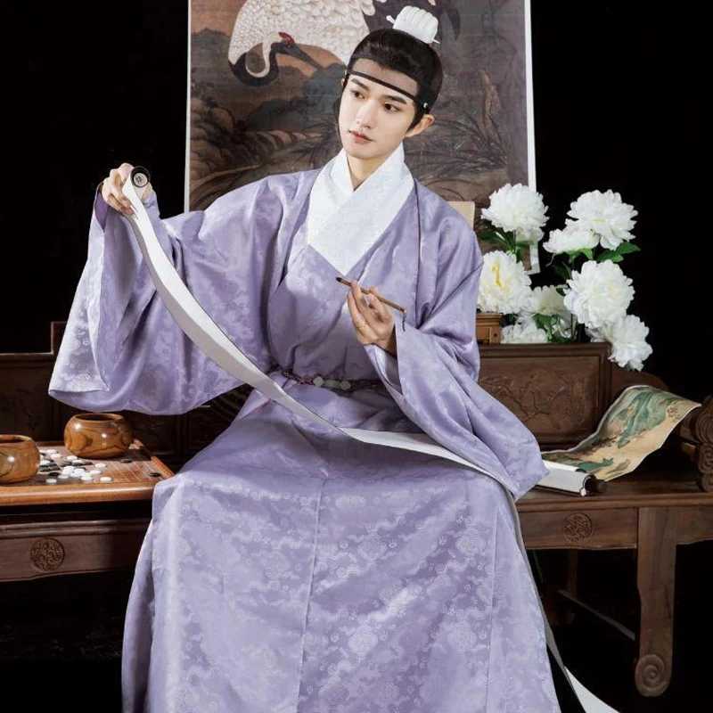 Men's-Ming-Dynasty-Daopao-Purple-Hanfu-Vintage-Style-1 Serenity Cloud