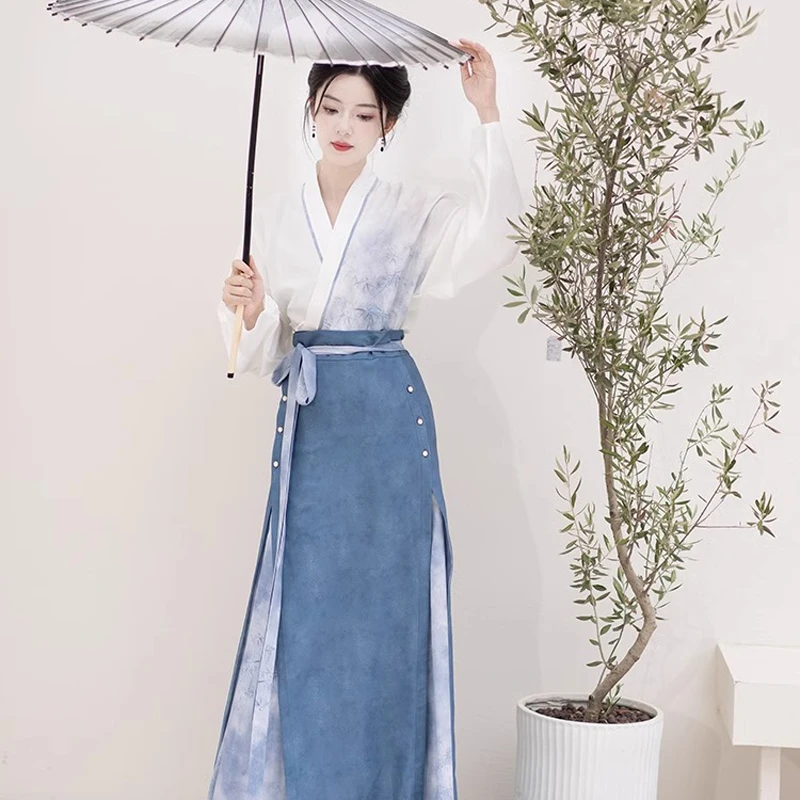 Song-Dynasty-Ladies-Hanfu-Autumn-Blue-Casual-Style-1 Song Dynasty Ladies Hanfu Autumn Blue Casual Style