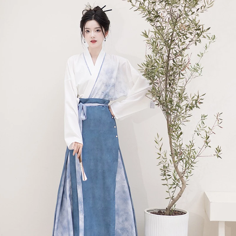 Song-Dynasty-Ladies-Hanfu-Autumn-Blue-Casual-Style-2 Song Dynasty Ladies Hanfu Autumn Blue Casual Style