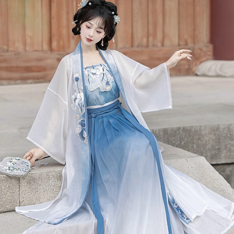 Song-Qiyao-Hanfu-Lotus-Blue-Collection-Women-Summer-Skirt-2 Song Qiyao Hanfu Lotus Blue Collection Women Summer Skirt