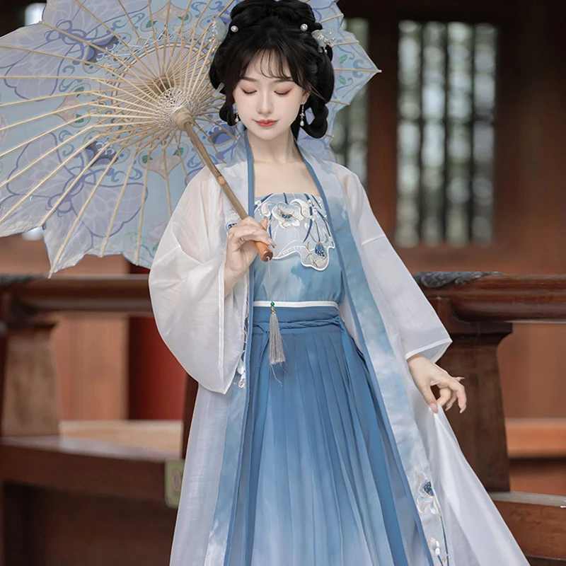 Song-Qiyao-Hanfu-Lotus-Blue-Collection-Women-Summer-Skirt-3 Song Qiyao Hanfu Lotus Blue Collection Women Summer Skirt
