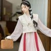 Tang-Dynasty-Ladies-Hanfu-Beizi-Pink-Fairy-Spring-Skirt-3 Tang Dynasty Ladies Hanfu Beizi Pink Fairy Spring Skirt