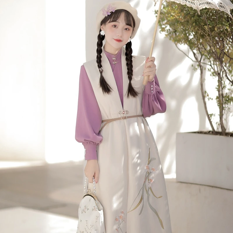 Women-Han-Fashion-Dress-Hanfu-Standing-Collar-Shirt-Bijia-Autumn-Season-2 Women Han Fashion Dress Hanfu Standing Collar Shirt Bijia Autumn Season
