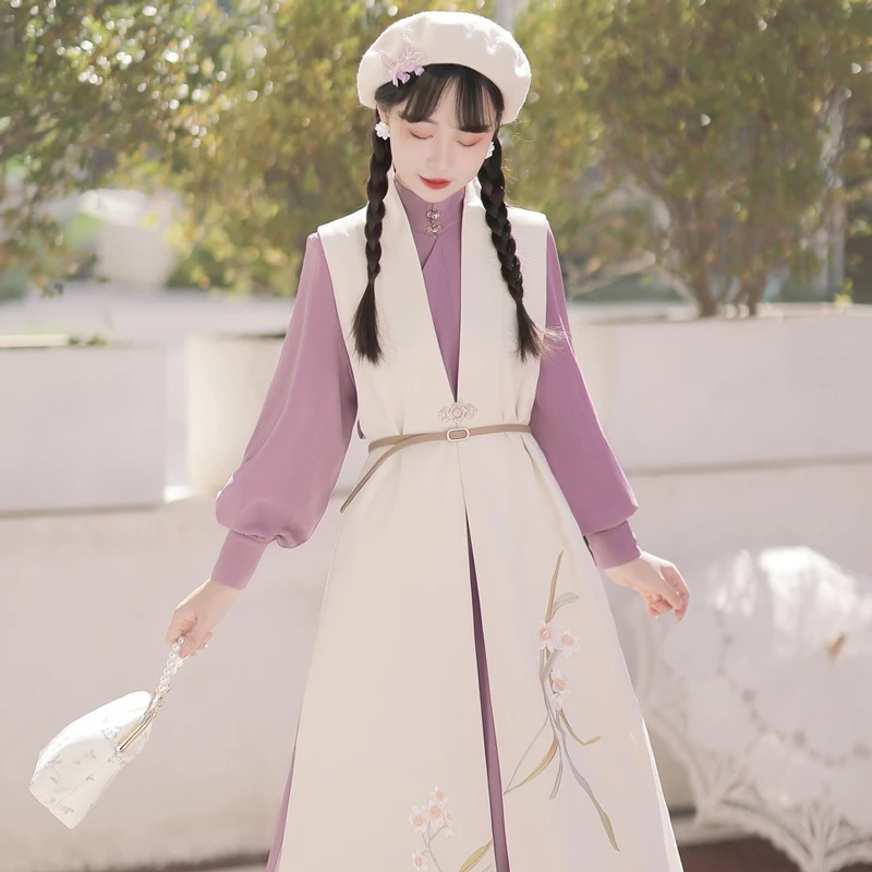 Women-Han-Fashion-Dress-Hanfu-Standing-Collar-Shirt-Bijia-Autumn-Season-3 Women Han Fashion Dress Hanfu Standing Collar Shirt Bijia Autumn Season