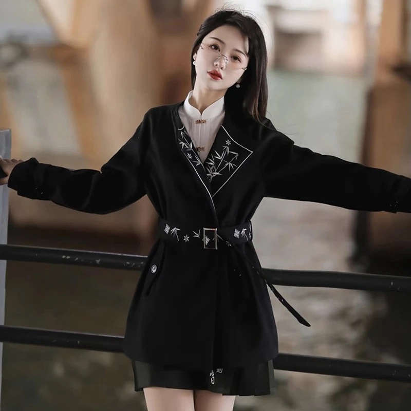 Women's-Black-Coat-Fashion-Hanfu-Daily-Fall-Costume-1 Women's Black Coat Fashion Hanfu Daily Fall Costume