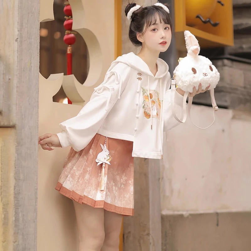 Women's-Cute-Hanfu-Sweatshirt-Ma-Mian-Skirt-Autumn-1 Women's Cute Hanfu Sweatshirt Ma Mian Skirt Autumn