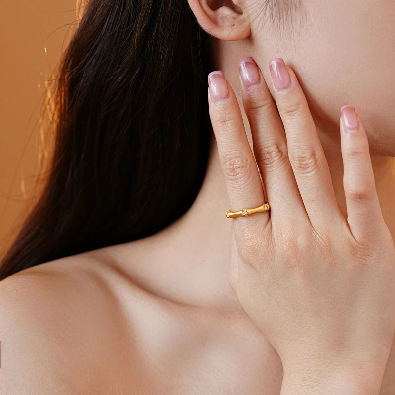 Zirconia-Bamboo-Metal-Ring-Simple-Vintage-Hand-Jewellery-3 Zirconia Bamboo Metal Ring Simple Vintage Hand Jewellery