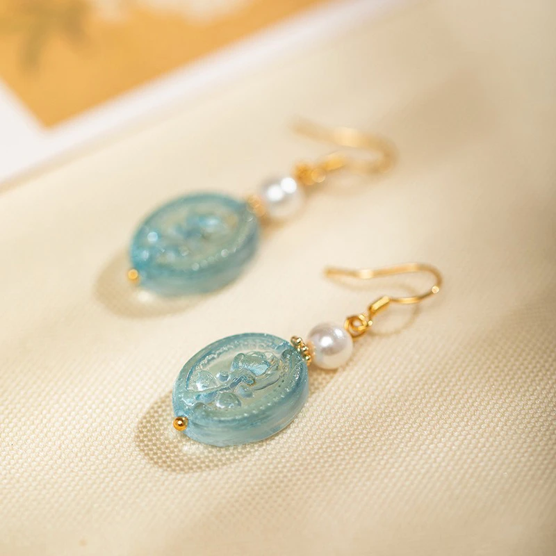 Blue-Earrings-Court-Style-Hanfu-Accessories-3 Blue Earrings Court Style Hanfu Accessories