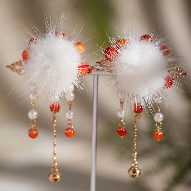 Children's-Red-Fur-Ball-Hanfu-Butt-Cute-Tassel-1 Children's Red Fur Ball Hanfu Butt Cute Tassel
