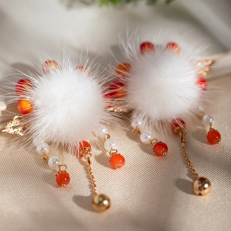 Children's-Red-Fur-Ball-Hanfu-Butt-Cute-Tassel-2 Children's Red Fur Ball Hanfu Butt Cute Tassel