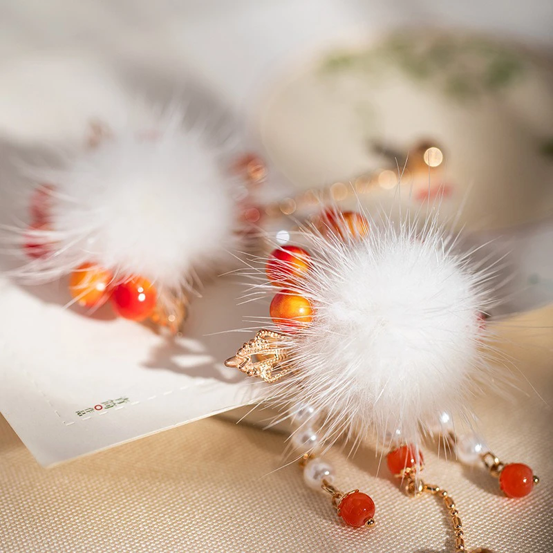 Children's-Red-Fur-Ball-Hanfu-Butt-Cute-Tassel-3 Children's Red Fur Ball Hanfu Butt Cute Tassel