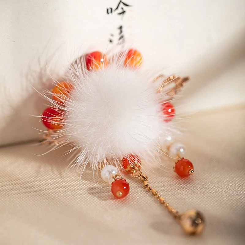 Children's-Red-Fur-Ball-Hanfu-Butt-Cute-Tassel-4 Children's Red Fur Ball Hanfu Butt Cute Tassel