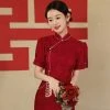 Chinese-Cheongsam-Wedding-Dress-Improved-Red-Gowns-3 Chinese Cheongsam Wedding Dress Improved Red Gowns