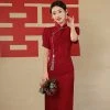Chinese-Cheongsam-Wedding-Dress-Improved-Red-Gowns-4 Chinese Cheongsam Wedding Dress Improved Red Gowns