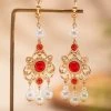 Dunhuang-Style-Earrings-Vintage-Red-Hanfu-Accessories-2 Dunhuang Style Earrings Vintage Red Hanfu Accessories