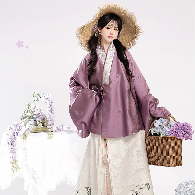 Ming-Dynasty-Hanfu-Jiaoling-Pipa-Sleeve-Modern-Ma-Mian-Dress-Autumn-1 Ming Dynasty Hanfu Jiaoling Pipa Sleeve Modern Ma Mian Dress Autumn
