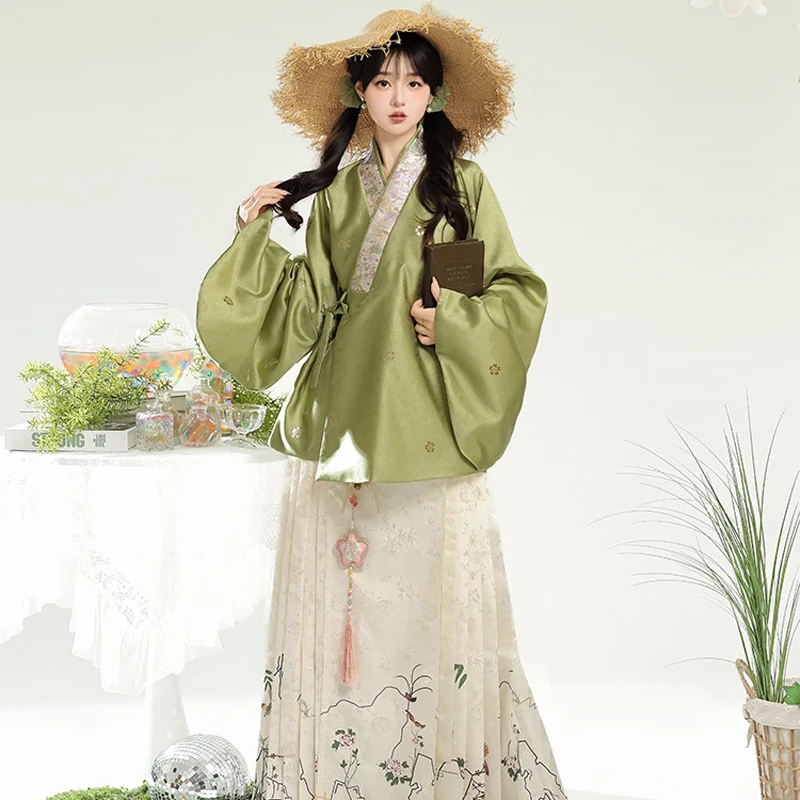 Ming-Dynasty-Hanfu-Jiaoling-Pipa-Sleeve-Modern-Ma-Mian-Dress-Autumn-4 Ming Dynasty Hanfu Jiaoling Pipa Sleeve Modern Ma Mian Dress Autumn