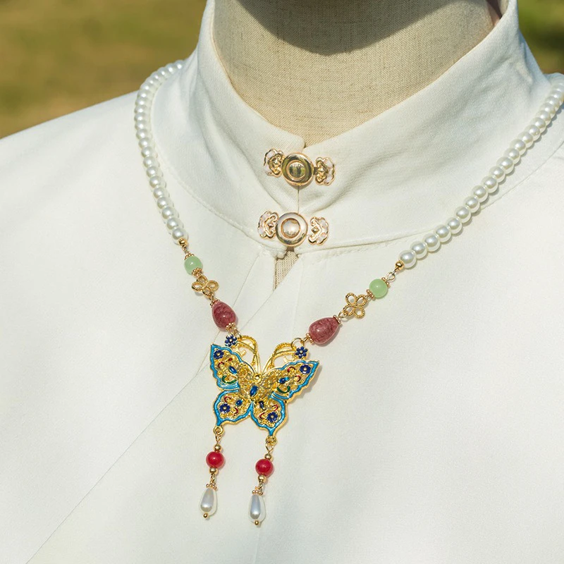 Ming-Dynasty-Necklace-Pearl-Butterfly-Accessories-Classical-Jewellery-1 Ming Dynasty Necklace Pearl Butterfly Accessories Classical Jewellery