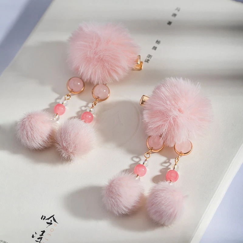 Pink-Plush-Cute-Kids-Hanfu-Hair-Clip-Han-Element-2 Pink Plush Cute Kids Hanfu Hair Clip Han Element